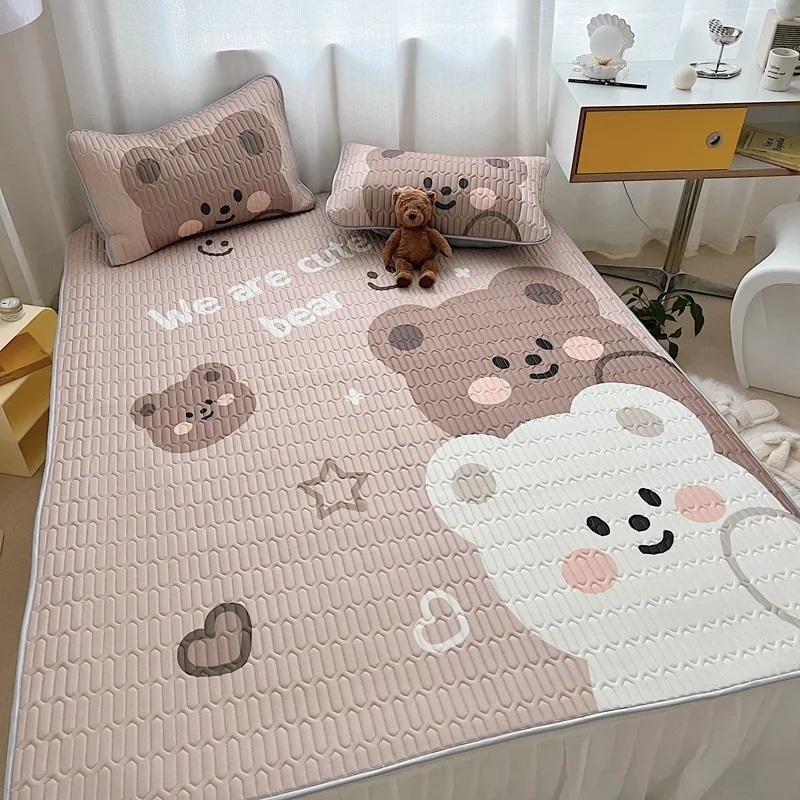 

Summer Cool Thick Bed Mat Cartoon Quilted Latex Bed Pad Upgraded Washable Anti-slip Breathable Bed Protection Pad Household