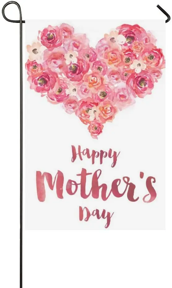 

Happy Mother's Day Pink Red Rose Garden Flag Holiday Decoration Double Sided Flag Gift