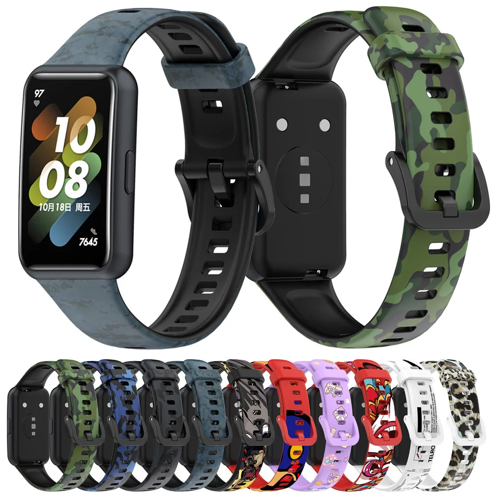 

Ремешок для смарт-часов Huawei Band 7 6, сменный Браслет с камуфляжным рисунком, аксессуары для Honor Band 6