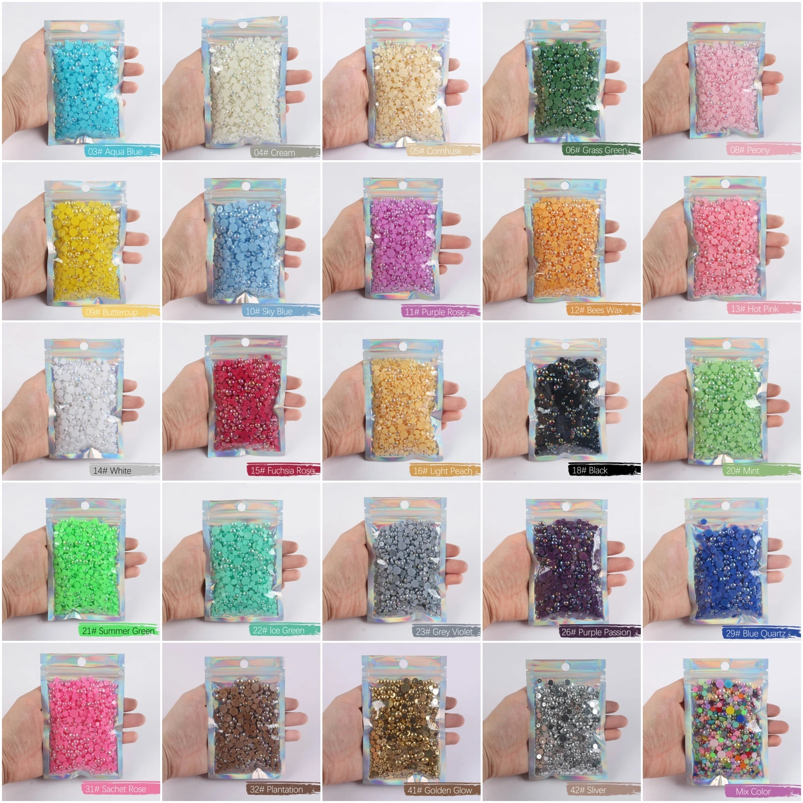 

Mix Size 1000PCS 3 4 5 6 8mm Imitation Pearl Half Round Beads Flat Back AB Pearls ABS Beads or DIY Nail Art Crafts Decoration