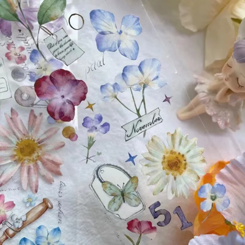 Flower Dream in The Realm Washi PET Tape Planner DIY Card Making Scrapbooking Plan Decorative Sticker