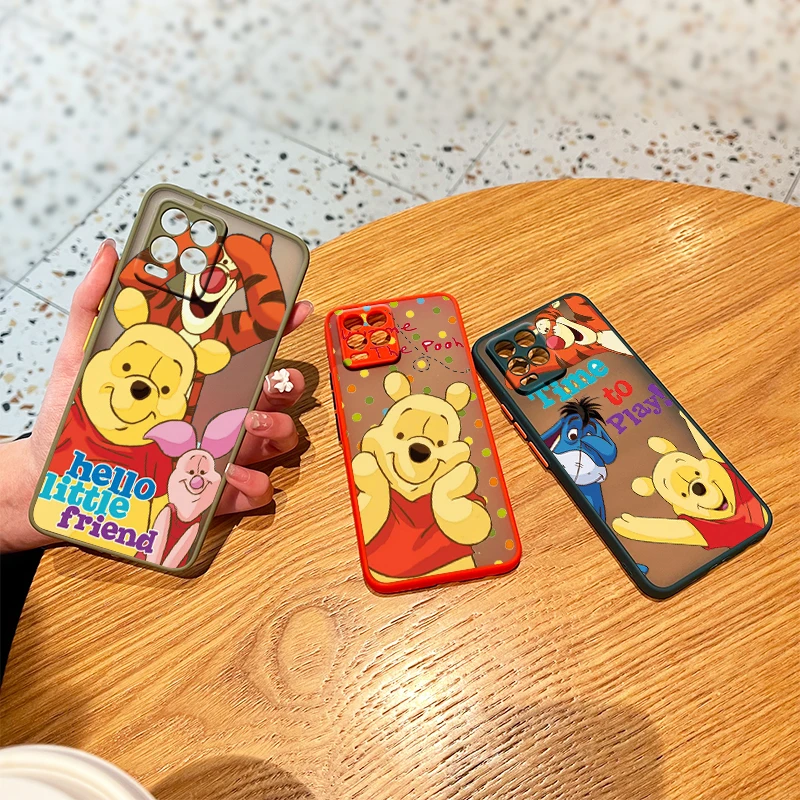 

Disney Winnie the Pooh For OPPO Reno7 6 Z 5 Find X2 Pro Plus A94 A74 A72 A53 A54 A93 A9 2020 Frosted Translucent Phone Case