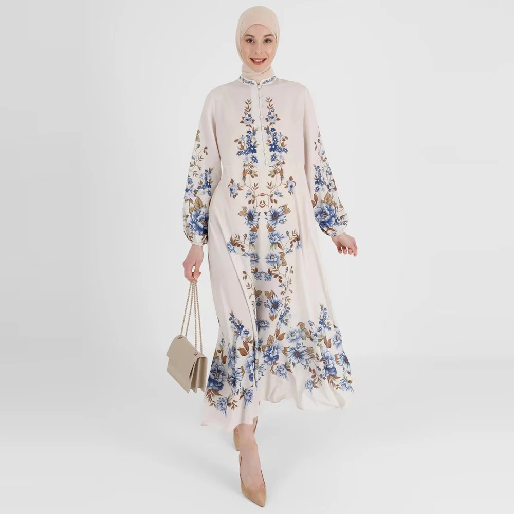 

Новые мусульманские платья Abaya для женщин, элегантное модное Свободное платье с воротником-стойкой и длинным рукавом, платье в арабском стиле для мужчин
