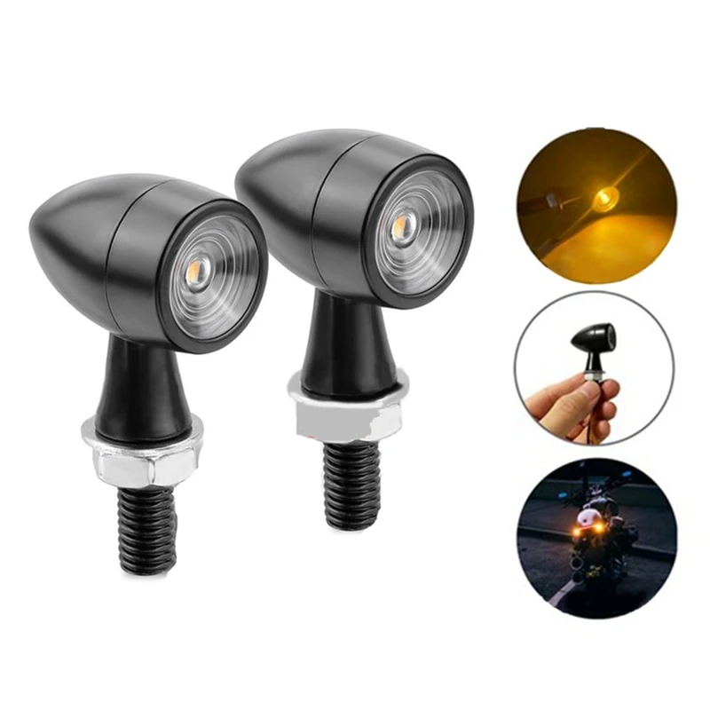 

2pcs 8mm Flashing Turn Signals Mini Blinkers Front Running Light Universal Compatible with Electric Cars Motorcycle 12V