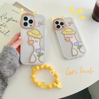 creative dog ear cartoon cute cap duck phone case cover for iphone 11 12 13 pro x xr xs max shockproof case for iphone 13 cases