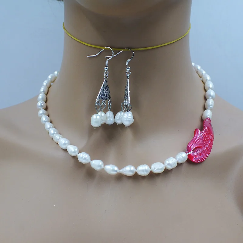 Натуральный культивированный белый жемчуг 7 мм/резная вручную ракушка. Женские