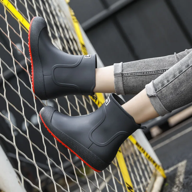 Женские резиновые ботинки водонепроницаемые Нескользящие унисекс Осень-зима 2021