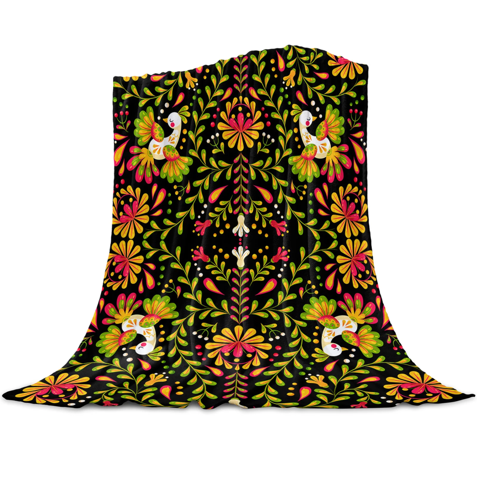 

Mexico Geometric Abstract Flower Bird Throw Blanket for Sofa Soft and Comfortable Flannel Blanket Children Gift Travel Camping