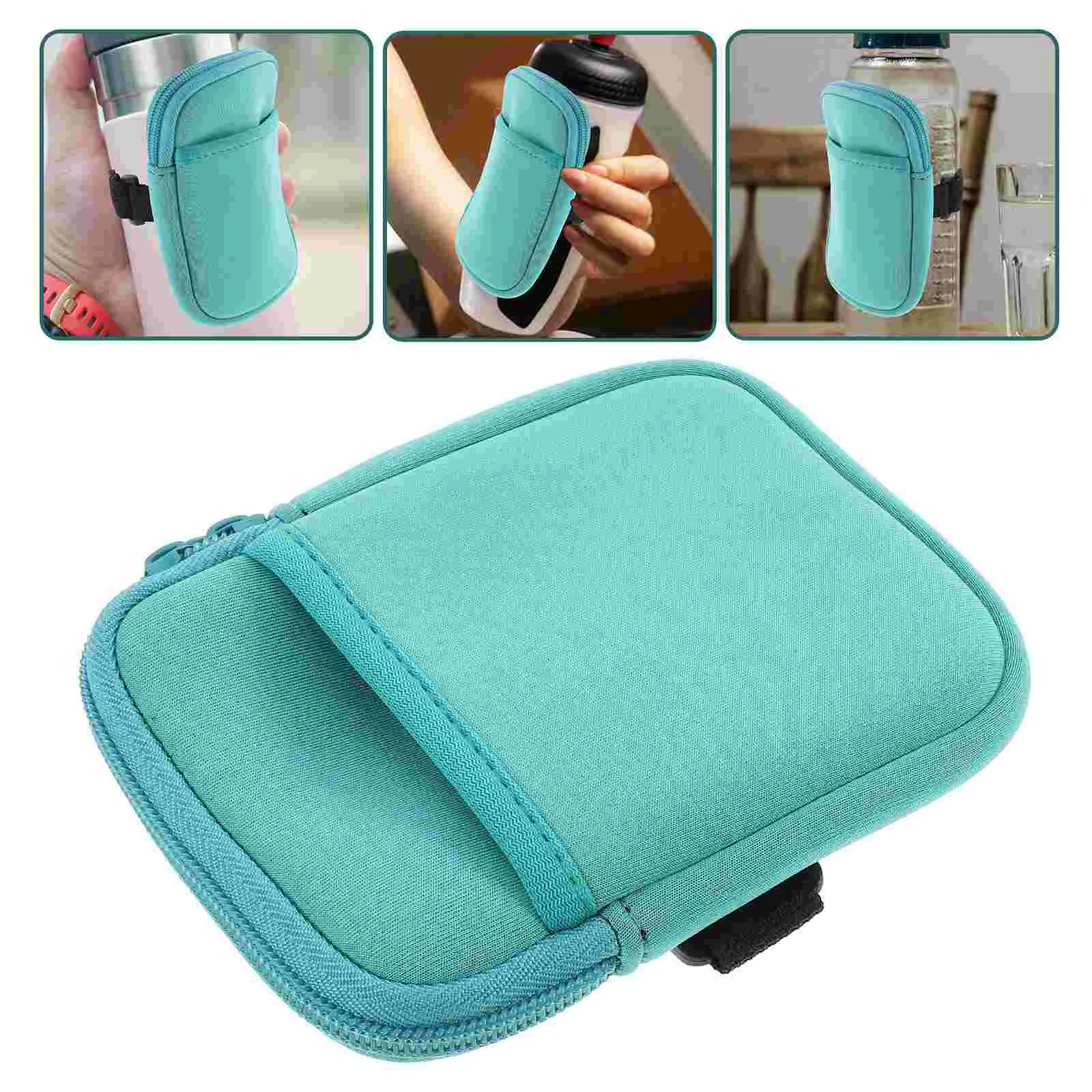 

2 Pcs Water Bottle Cap Nonskid Pouch Cup Tumbler Pocket Cover Coin Purse Phone Small Outdoor Travel Insulated Multi-function
