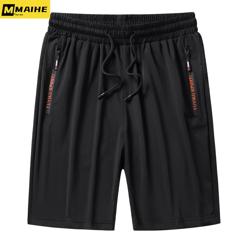 

Summer Black Mesh Sweatshorts Men Sportswear Breathable Nylon Straight Short Breeches Plus Size Loose Casual Gym Shorts 8XL 9XL