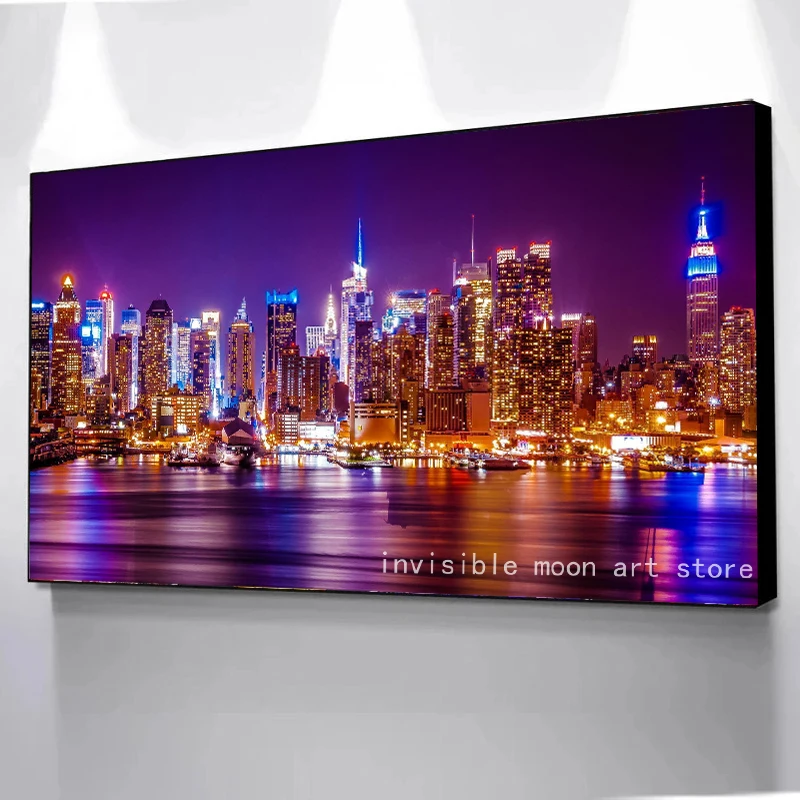 Современный модный художественный постер с изображением Нью-Йорка и ночной