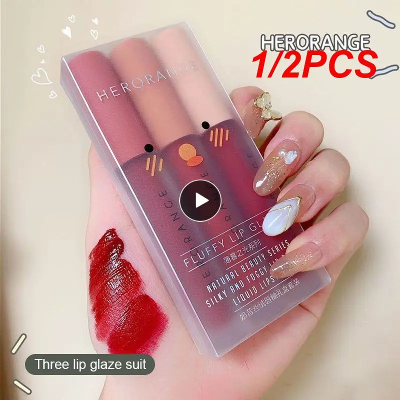 1/2PCS Velvet Lip Glaze Rich And Full Colors Non-stick Cup White Lip Glaze High Quality Universal Three Lip Glaze Make-up Set