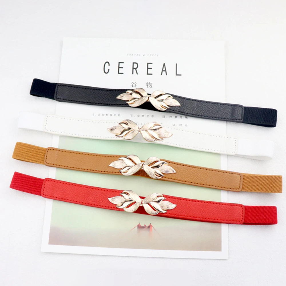 Belts Female Decoration With Skirt Waist Closing Gold Leaf Flame Elastic Belt With Sweater Thin Waist Seal SCB0274
