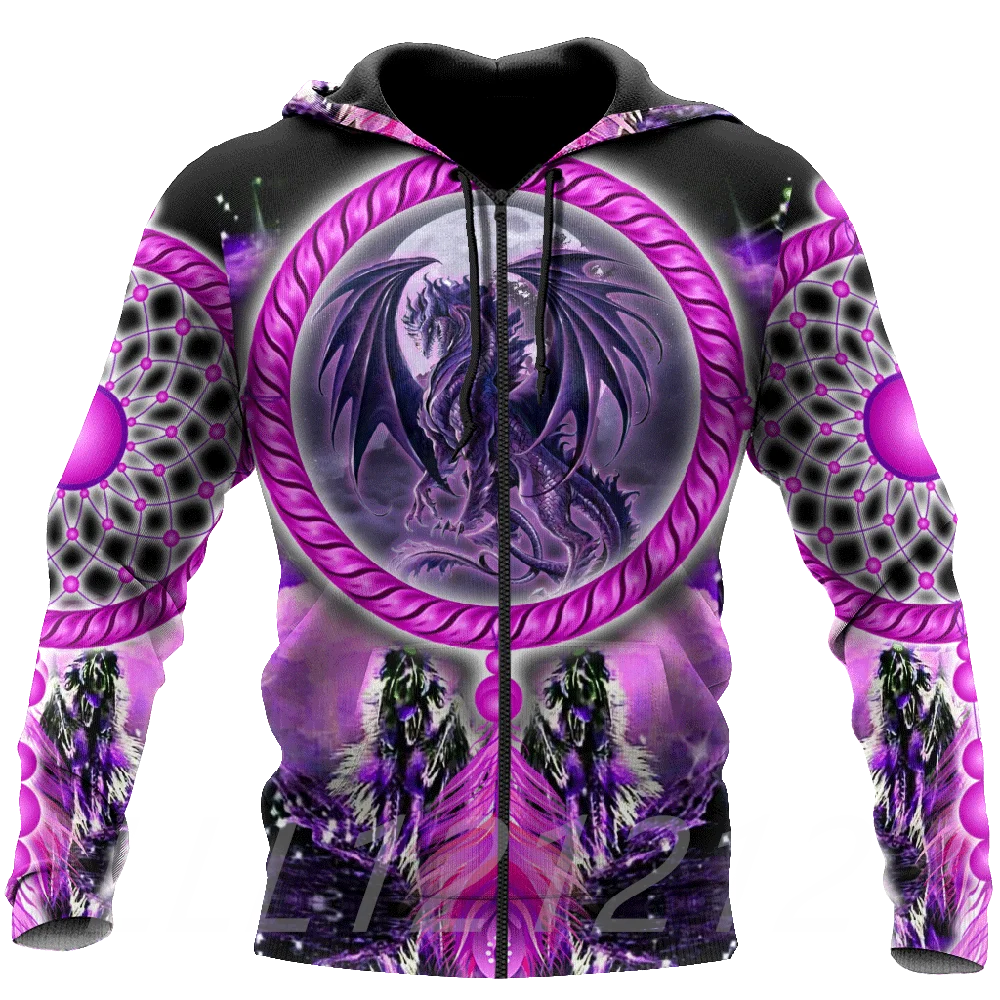 

Men's Zipper Hoodie 3D Printing Dragon Element Fashion Sweater Personality Street Home Casual Sports Shirt Oversized Jacket 002