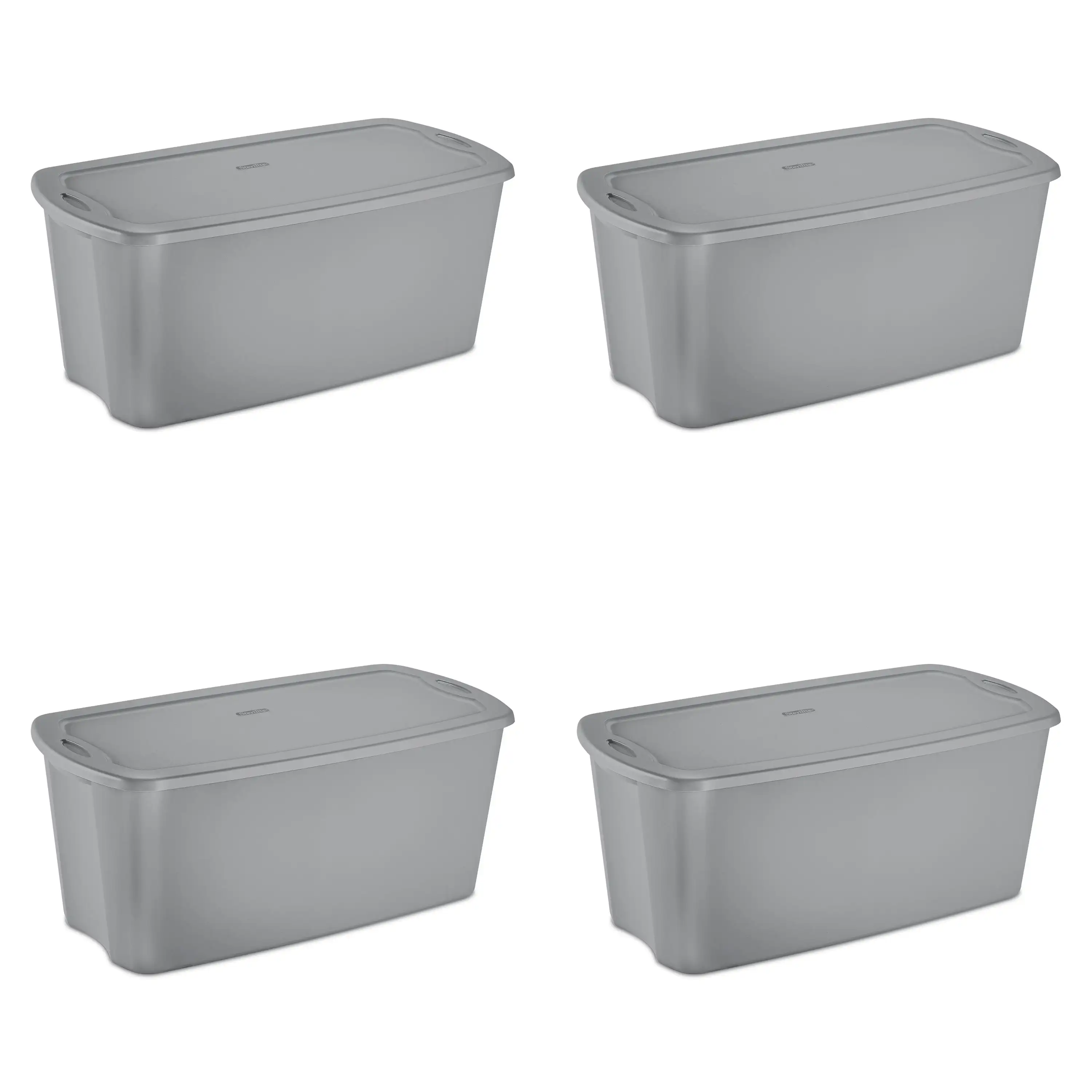 

NONE50 Gallon Tote Box Plastic, Titanium, Set of 4