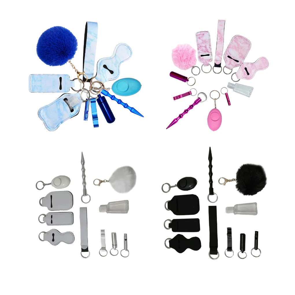 

Children Keyring Alarms Set Kids Keychain Whistles Pill Box Lipsticks Bag