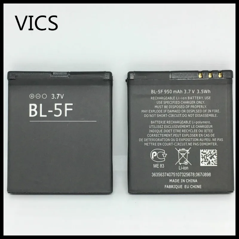 Оригинальный аккумулятор VICS BL-5F для Nokia N78 N95 N96 N98 N93i 6290 E65 6210S/N 6710N C5-01 BL5F | Мобильные