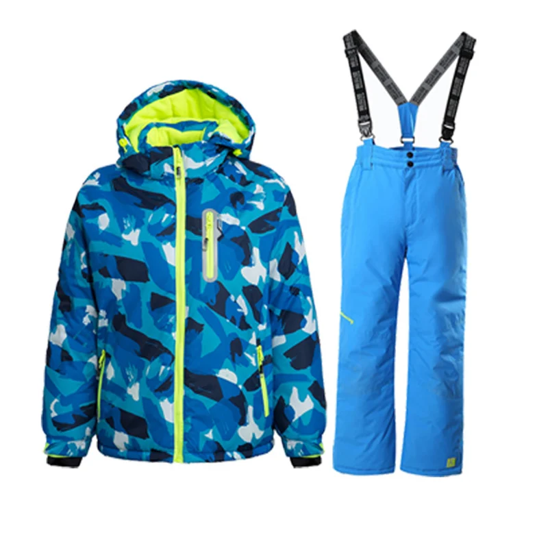 Детский Теплый Лыжный костюм для мальчиков и девочек -30 ℃ 4 5 6 7 8 9 10 11 12 13 14 15 лет