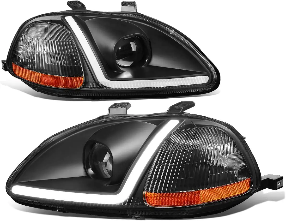 

3d-светодиодные фары для проектора DRL в сборе, совместимы с Honda Civic 96-98, со стороны водителя и пассажира, с черным корпусом