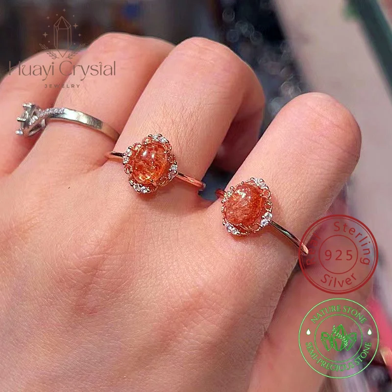 

Natural Piebald Amber Zirconia Sun Flower Engagement Ring Adjustable With 925 Sterling Silver Gold Plated for Women