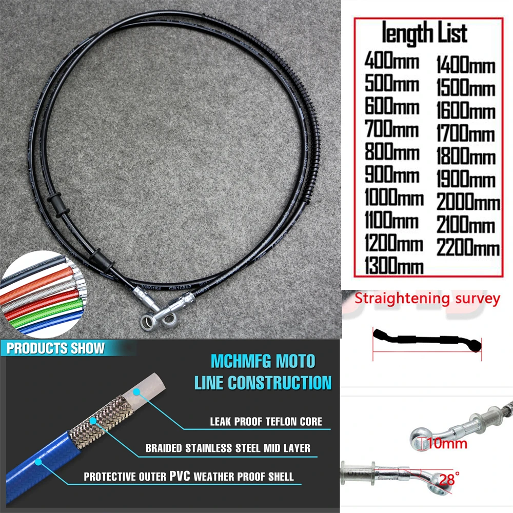 Фото Миритрица 10 мм 28 °   Подходит для GSXR1000 GSX1300R RG400 RG500 TL1000R GS500F плетеная линия стальной тормозной шланг кабель гидравлическая труба банджо №1