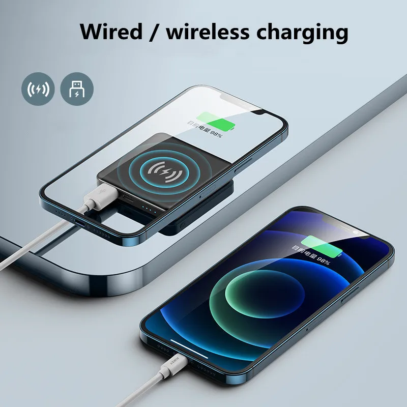 Мини внешний аккумулятор магнитное зарядное устройство для Apple iPhone 13 12 11 Xiaomi Samsung