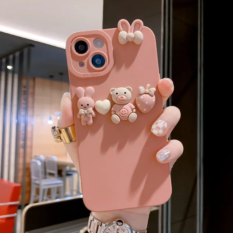 

New Apple 13PROMax 13PRRO 13 Mobile Phone Case IPhone12promax 12Pro 12 Creative 11Promax 11Pro 11 Pink Soft Silicone