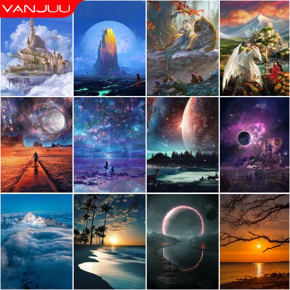 Пейзаж 5D алмазная живопись научная фантастика планета DIY мозаика Декор для дома