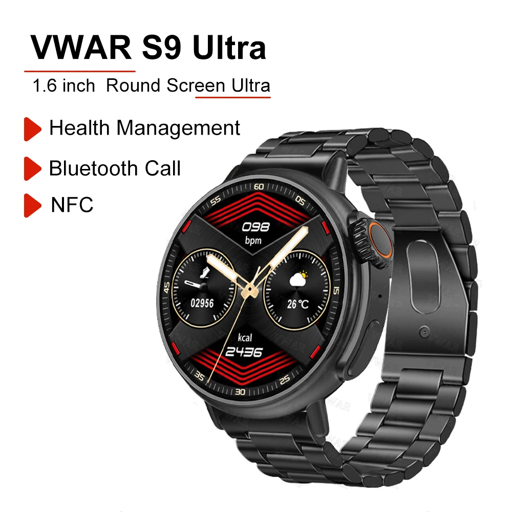 

Vwar S9 Ultra Smart Watch Bluetooth Call Wireless Charging Sports Smartwatch Men Women Sport Fitness Tracker for Android IOS