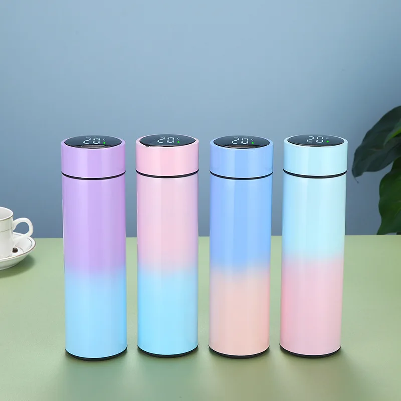 

500ML Gradient Smart Vacuum Thermos Bottle Stainless Steel Touch Display Temperature Smart Mug Intelligent Digital Water Bottle