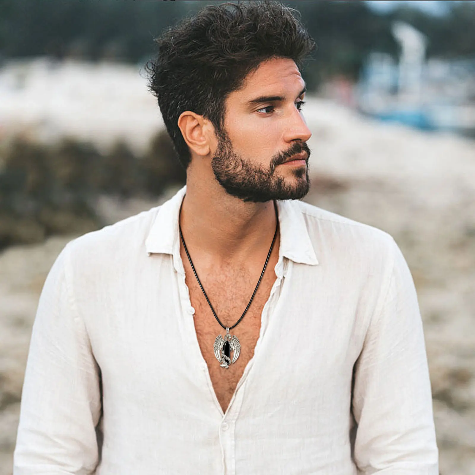 Ожерелье Eudora Phoenix Twining гексагональное обсидиановое призматическое ожерелье в