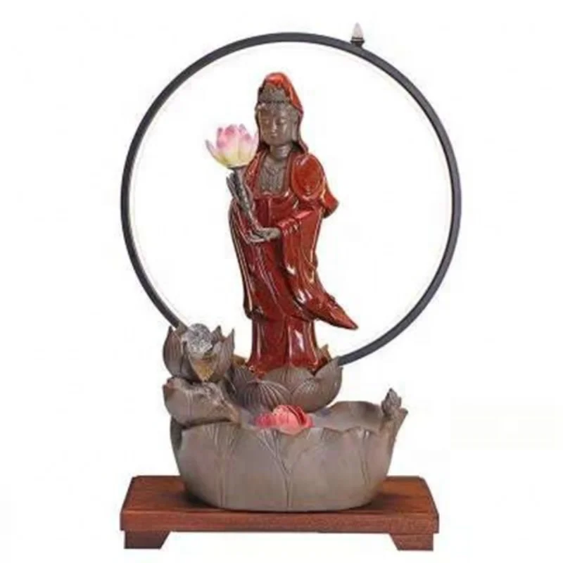 

New Product Traditional Buddhist Decors Ceramic Home Decorations With LED Strip