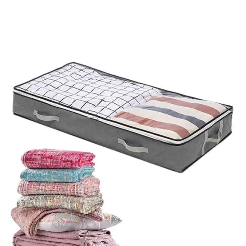 

Вместительная сумка для хранения, складные сумки на кровать с прозрачным окошком и двойной молнией, органайзер для одеял, одежды, подушек, стеганых одеял