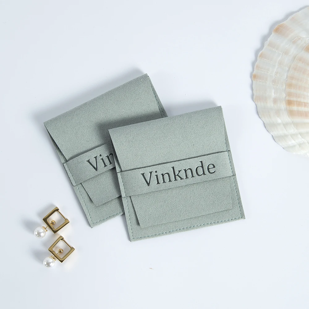 50pcs Microfiber Gift Bags 8x8cm Custom Logo Name Print Jewelry Organizer Packing Pouches Wedding Favor Candy Pouch Cosmetic Bag