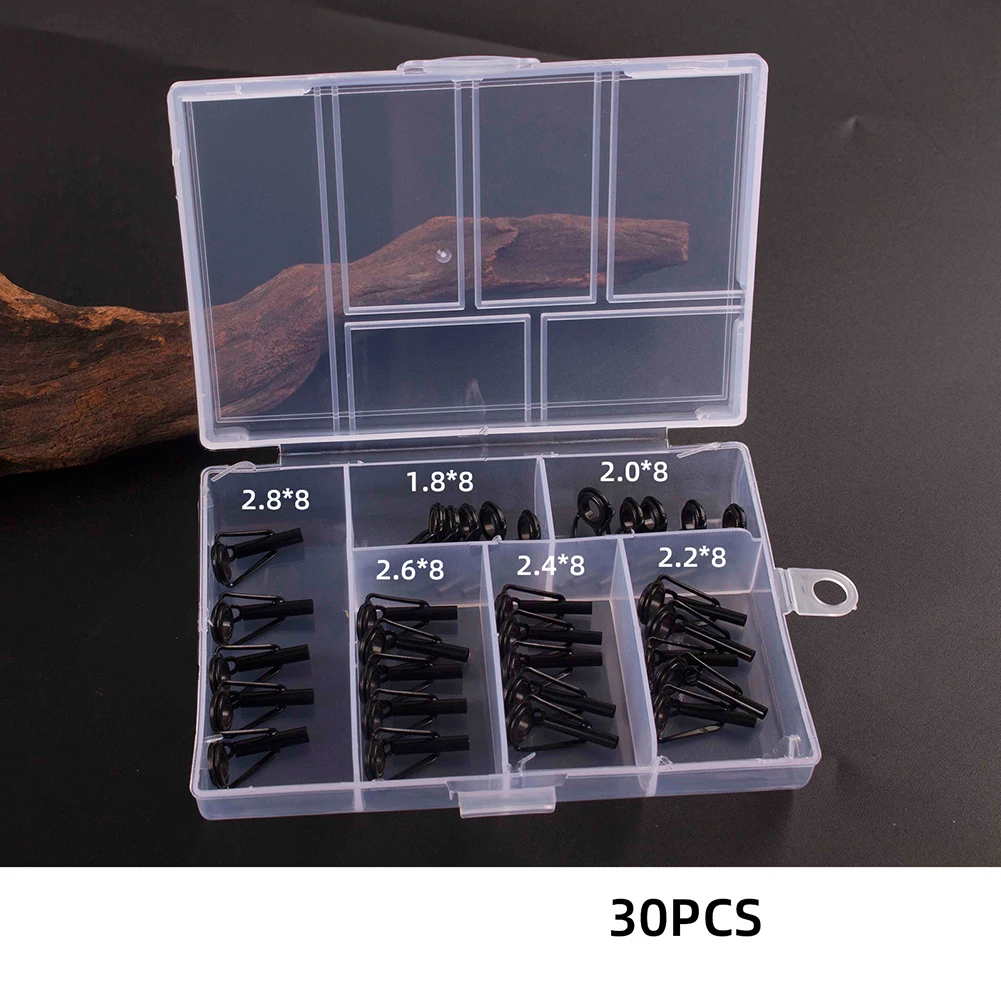 Durable Fish Rod Line Ring Brand New 30pcs/80pcs Black About 53g/101g Ceramic Fishing Rod For Fishing Rod Line Ring enlarge