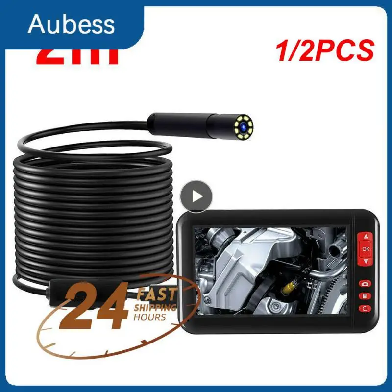 

1/2PCS 1080P Handheld Endoscope Camera 4.3' Screen 8mm Lens 8 LEDs Waterproof 10M Soft Wire Industrial Pipeline Inspection