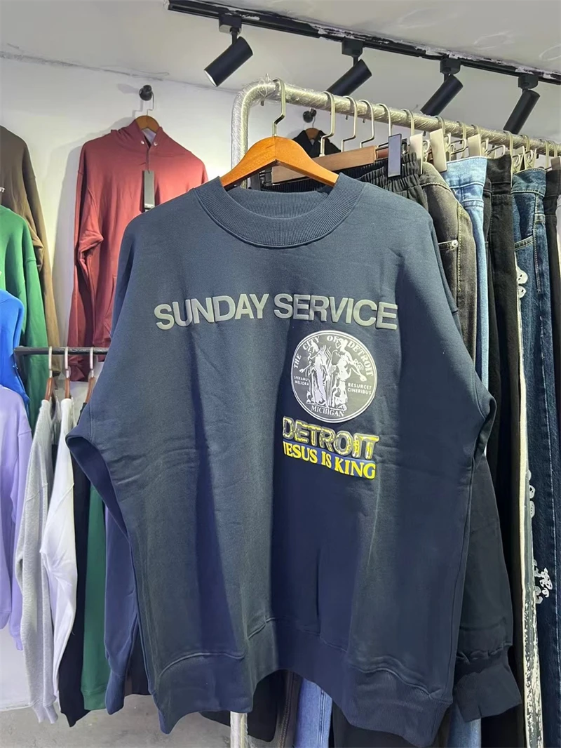 

New Sunday Service Tour Sweatshirts Jesus Is King Sweatshirts Men Women Detroit City Badge Kanye West Hoodie Ye y2k