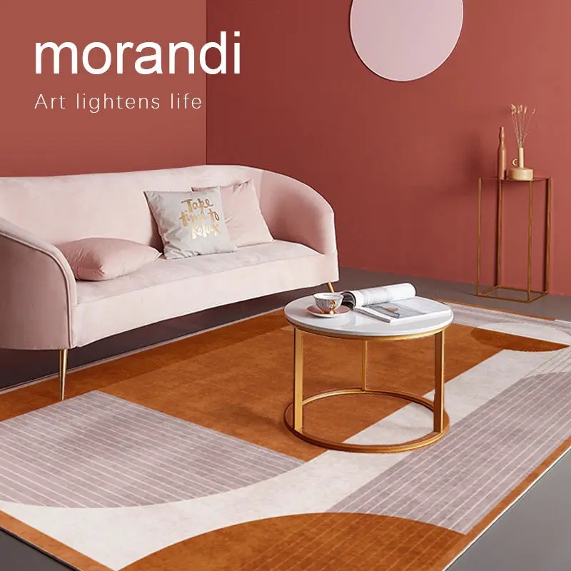 

European Style Luxury Living Room Carpet Bedside Floor Mat Coffee Table Rug Nordic Ins Bedroom Morandi Color Series Anti-sliped