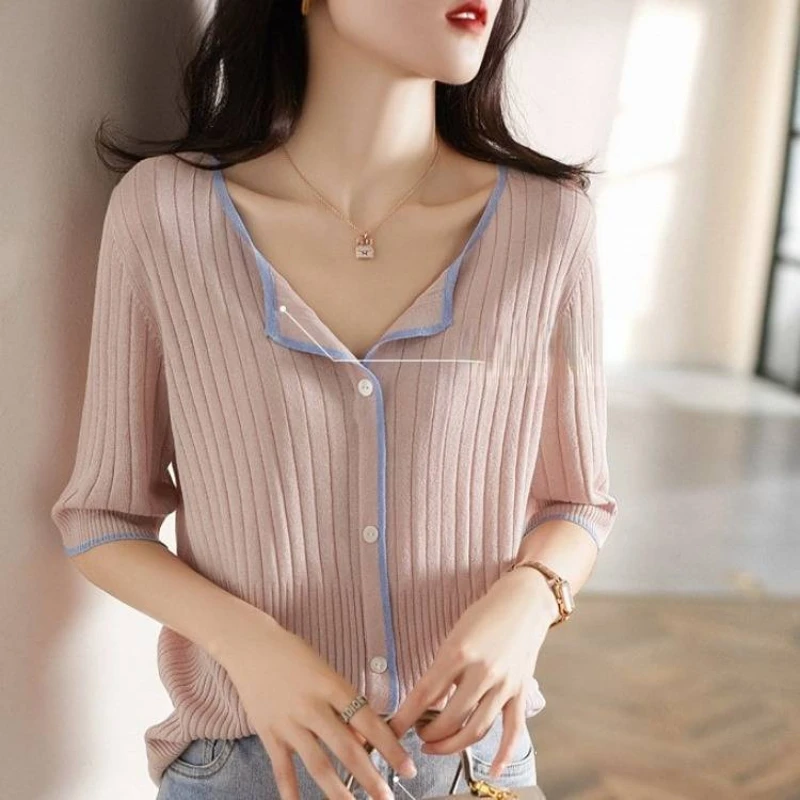 

Женский пуловер, женские вязаные свитера, Однотонные эластичные элегантные офисные повседневные топы, Женский вязаный свитер, мягкий теплы...