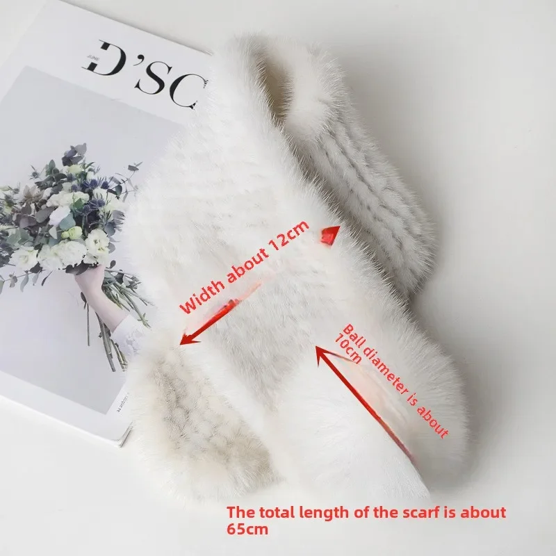 Норковый шарф из меха тканый женский зимний крест открытый