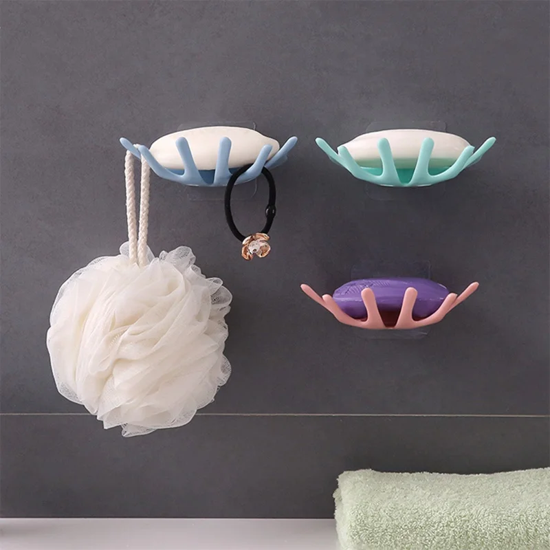 

Soap Holder Bathroom Shower Dish Plates Storage Box with Drain Wall Mounted Self Adhesive Rack Soap Dishes for Wall Shower
