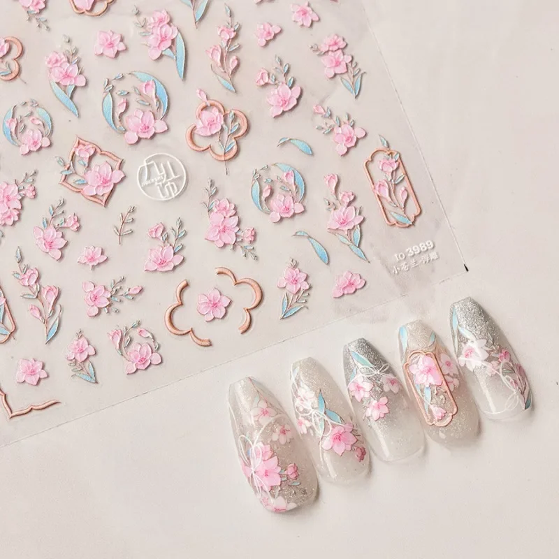 1 шт. 5D наклейки для дизайна ногтей мягкие рельефные фрези пион тюльпан цветок с