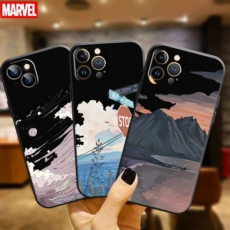 

Hand Painting Landscape For Apple iPhone 11 12 13 Pro Max 12 13 Mini X XR XS Max SE 6 6S 7 8 Plus Phone Case Back Coque Carcasa