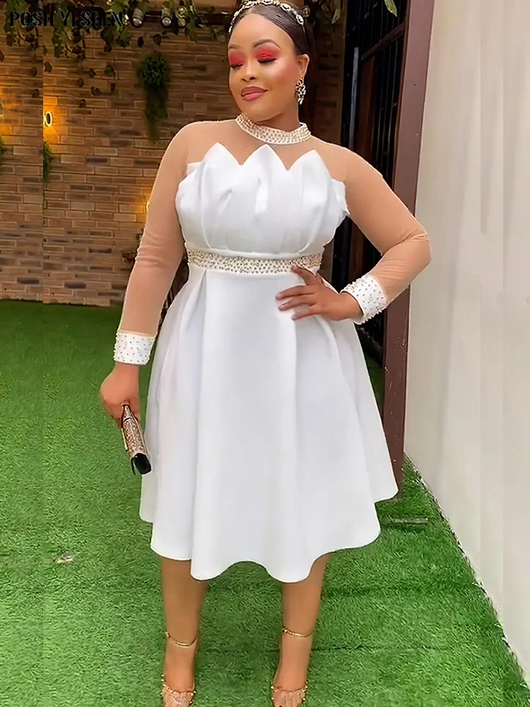 

Женское платье средней длины в африканском стиле, элегантное женское вечернее платье для свадьбы, осенняя африканская сетчатая одежда с длинным рукавом