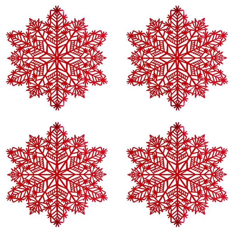

New Snowflake Placemats Decorations Red Snowflake Tablemats Kitchen Table Mats For Christmas Holiday Wedding Decorative