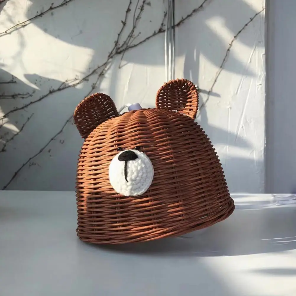 

No-Odor Useful Simple Installation Lamp Shade Rattan Lampshade Cover Bear Shape for Home