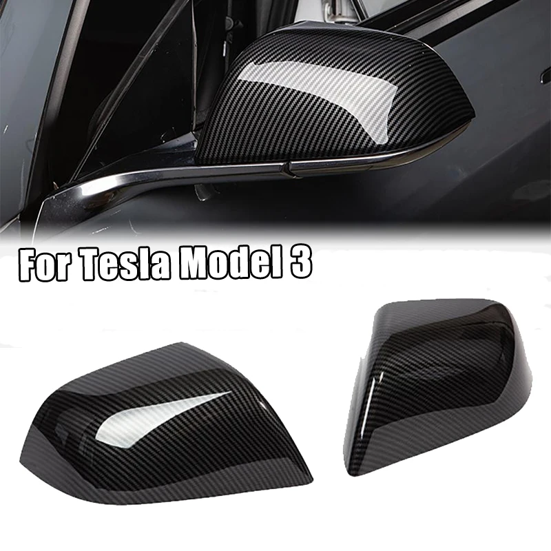 

For Tesla Model 3 Exterior Rearview Mirror Housing Cover Car Carbon Fiber Look Side Door Mirror Cover For Tesla Model Three