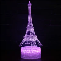 eiffel tower 3d illusion table lamp world building for home room decor 16 color changing led night lights birthday xmas gift