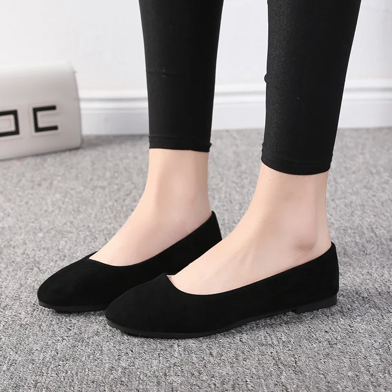 Fashion Vulcanized SneakersWomen Flats Slip on Flat Shoes CandyColor Woman Boat Shoes Black LoafersFaux Suede LadiesBallet Flats