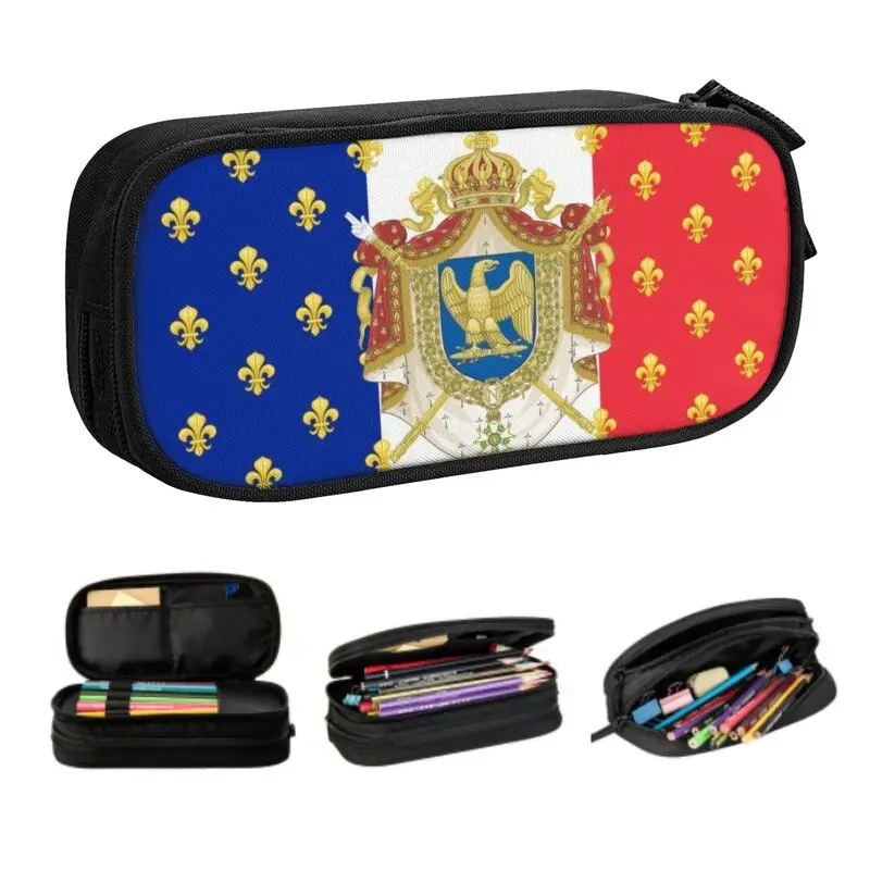 Cases Large Storage French Empire Coat Of Arms Pencil Bag Pouch Stationery
